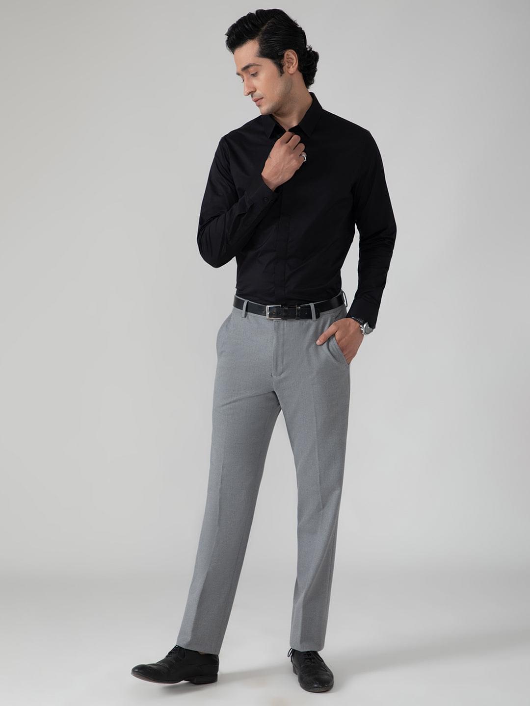 Buy online Grey Cotton Flat Front Trousers Formal from Bottom Wear for Men  by Jainish for ₹750 at 70% off | 2024 Limeroad.com